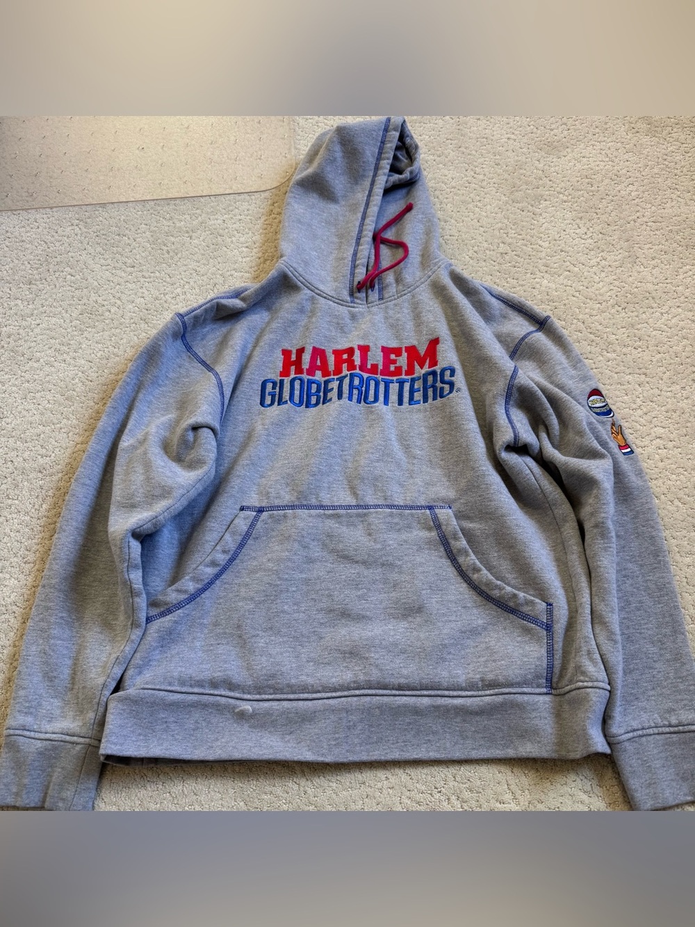 Harlem Globetrotters Gray Red Blue Hooded Sweatshirt Hoodie